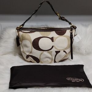 SALE! RARE! New Coach Tonal Signature C Brown/Cream Hobo Shoulder Bag W Dust Bag